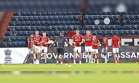 Chennaiyin players at a practice session