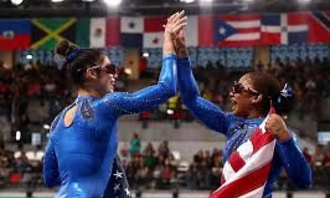 Gold medallist Kayla DiCello U.S. and Bronze medallist Jordan Chiles U.S. (Image: REUTERS)