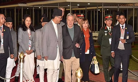 UN Secretary-General Antonio Guterres arrives in Nepal (Photo credit: Nepal's Ministry of Foreign Affairs)