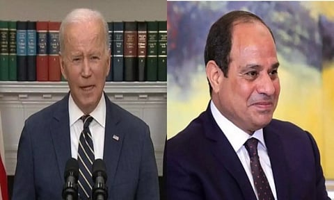 US President Joe biden (L) and Egyptian President Abdel Fattah Al-Sisi (R)