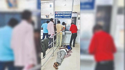 Body lying at the ticket counter