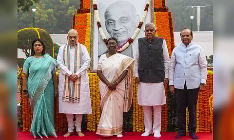 Prez Murmu, VP Dhankhar, Amit Shah, Meenakashi Lekhi, Vinai Kumar pay homage to Sardar Vallabhbhai Patel on birth anniversary (PTI) 