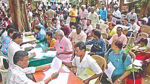 Petitioners who have gathered at the camp
