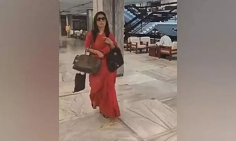 TMC MP Mahua Moitra arrives in Parliament (Photo/ANI)