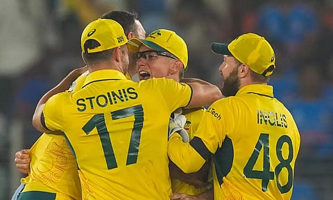 Team Australia celebrating the win. (ICC)