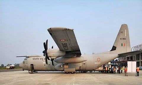 A special Indian Air Force C-130 flight transported the consignment of over 11 tonnes of emergency relief materials to Nepal (Indian Embassy in Nepal)