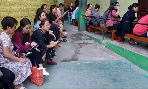 Voters at a polling station in Aizawl, Mizoram