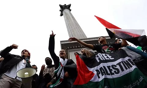 Demonstrators protest in solidarity with Palestinians in Gaza (Image: REUTERS)