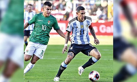 Di Maria in action against Bolivia in the World Cup qualifiers earlier this year