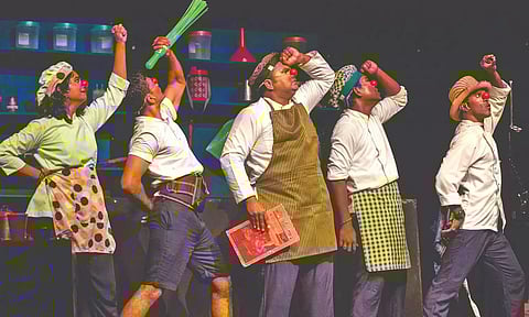  'Little Theatre' group performing before an audience