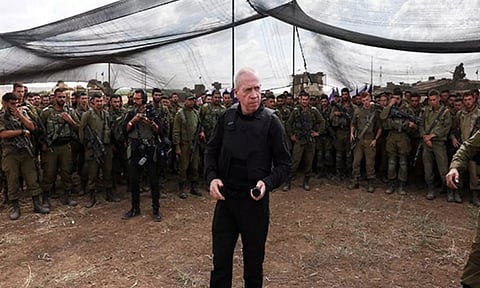 Israel's Defence Minister Yoav Gallant meets IDF soldiers (Image: ANI)