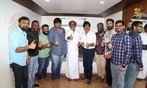 Team 'Jigarthanda Double X' with Rajinikanth.