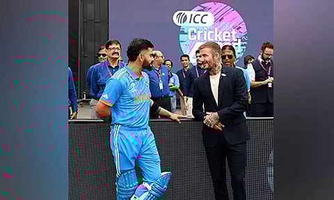 Virat Kohli and David Beckham. (X/@ICC)