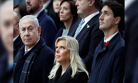 Israeli PM Benjamin Netanyahu & his wife Sara, with Canadian PM Justin Trudeau attend a commemoration ceremony in Paris. (Reuters)