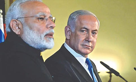Indian PM Narendra Modi and Israeli PM Benjamin Netanhyu