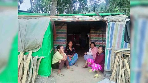 Myanmar nationals taking shelter in the Zokhawthar area of Mizoram. (Photo/ANI)