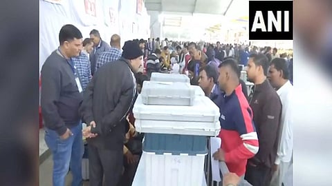 Polling materials being distributed in Bhopal (Photo/ANI)