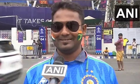 A fan outside Eden Gardens ahead of second semi-final match (Image: ANI)