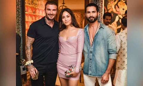 Mira Rajput and Shahid Kapoor with David Beckham
