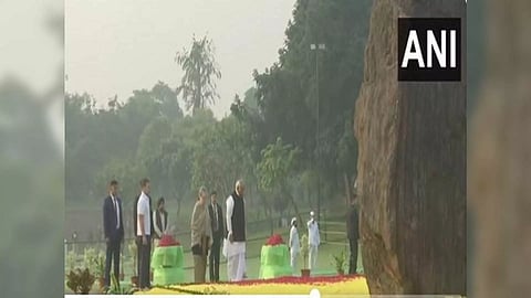Congress leaders paying floral tribute to former Prime Minister Indira Gandhi on her birth anniversary (Photo/ANI)