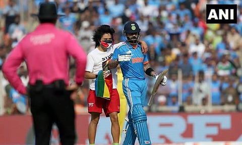 A man ran onto the pitch during the India vs Australia World Cup finals. (ANI)