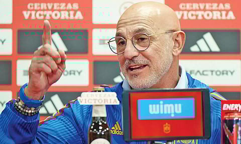 Spain’s coach Luis de la Fuente addresses the media ahead of their game against Georgia