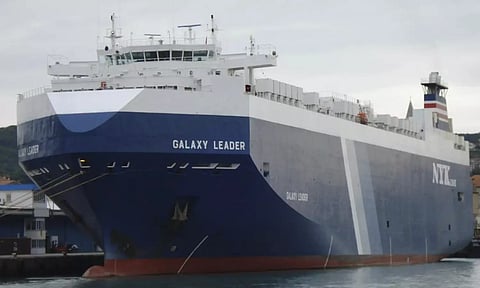 The Galaxy Leader is seen at the port of Koper, Slovenia. (AP)