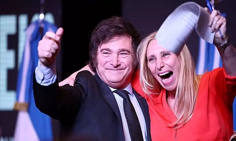 Argentine presidential candidate Javier Milei and his sister Karina Milei 