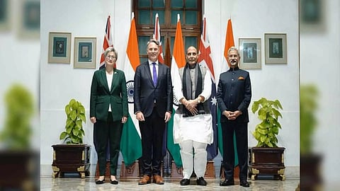 Australian Foreign Minister Penny Wong, Australian Deputy PM Richard Marles, Defence Minister Rajnath Singh and EAM S Jaishankar (Photo: X/@MEAIndia)