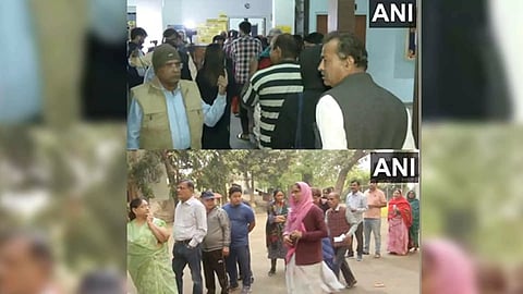 Voters queue up to cast their votes in various constituencies of Rajasthan. (Photo/ANI)