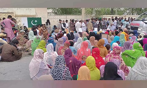 A protest being staged against fake encounters by CTD in Pakistan's Turbat city