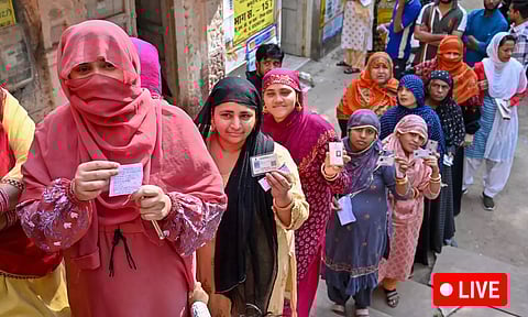 Women waiting in queue at a polling station to cast their votes. (PTI)