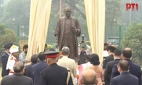 Dr B R Ambedkar's statue in the Supreme Court premises unveiled by President Droupadi Murmu on the occasion of Constitution Day. (PTI)