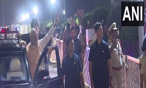 PM Modi arrives at Tirupati Temple (Image: ANI)