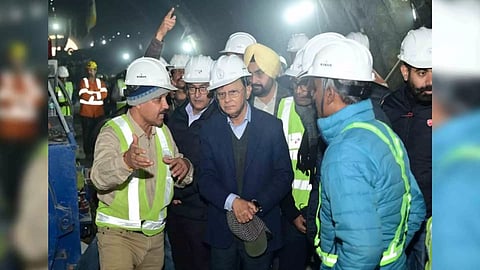 Principal Secretary to PM, Pramod Kumar Mishra oversees ongoing rescue efforts in Silkyara tunnel. (Photo/ANI)