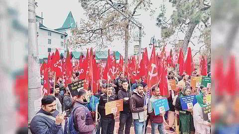 CITU protests against central government policies in Shimla (Photo/ANI)