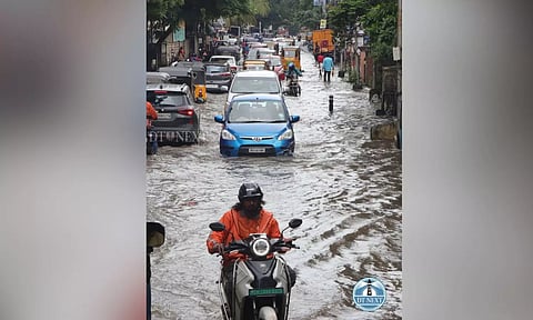 Visuals of water stagnation from Brindhavan Street, T Nagar. Justin George