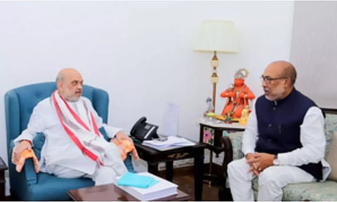 Biren Singh in meeting with Amit Shah