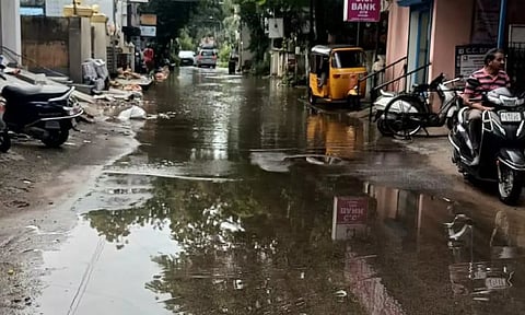 Water stagnating on Jambulingam Street