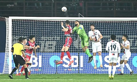 Action during Jamshedpur FC and Odisha FC in ISL
