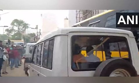 Officials leave ED office in Madurai after over 13 hours of searches (Photo: ANI)