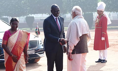 President Droupadi Murmu, Kenyan President William Ruto and Narendra Modi (Photo: ANI)