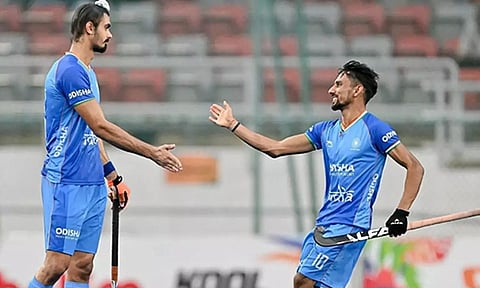Team India celebrating a goal. (Photo: HI Media)