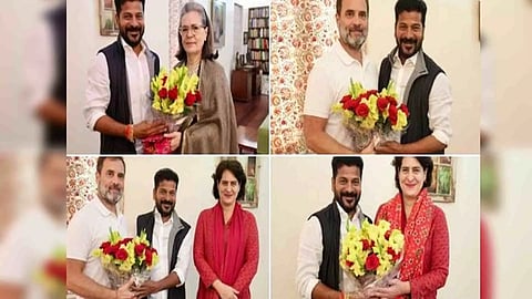 Telangana CM-designate Revanth Reddy meets Gandhi family (Photo/ANI)