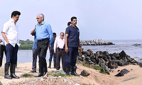CM visits Napier Bridge, inspects Cooum River mouth (Twitter)