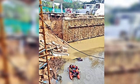 Rescue mission under way at the mishap spot on Thursday