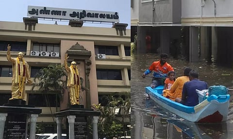 Anna Arivalayam; People being rescued in fishing boats in Thoraipakkam. (Photo credit: Justin George)