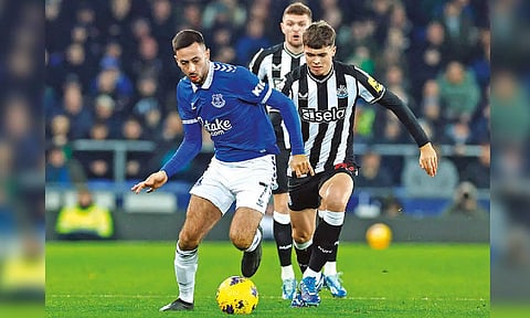 Everton’s Dwight McNeil in action against Newcastle