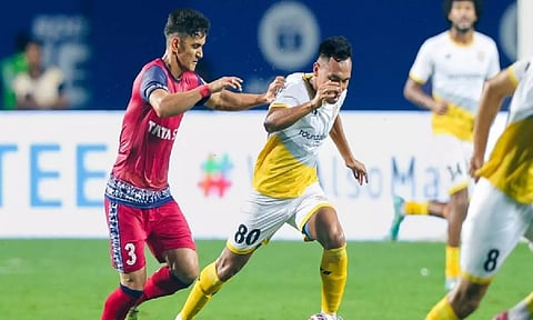 Punjab FC in action during Indian Super League