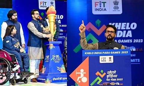 Anurag Thakur declares Khelo India Para Games 2023 open at the KD Jadhav Indoor Hall. (X/@ianuragthakur)